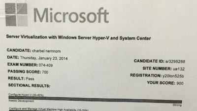Passed Server Virtualization Exam with Hyper-V & System Center 2012 R2 4