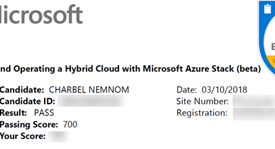 Passed 70-537 Exam: Configuring and Operating a Hybrid Cloud with Microsoft Azure Stack 2