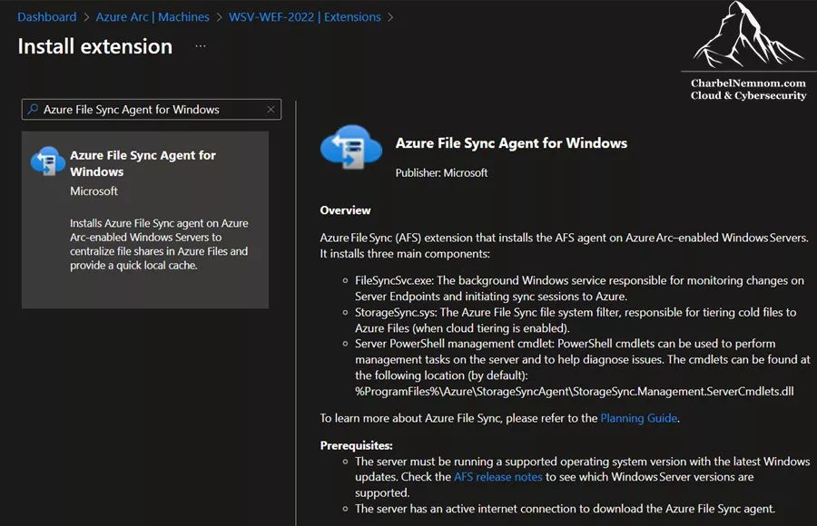 Azure File Sync (AFS) Extension on Azure Arc-enabled Windows Servers