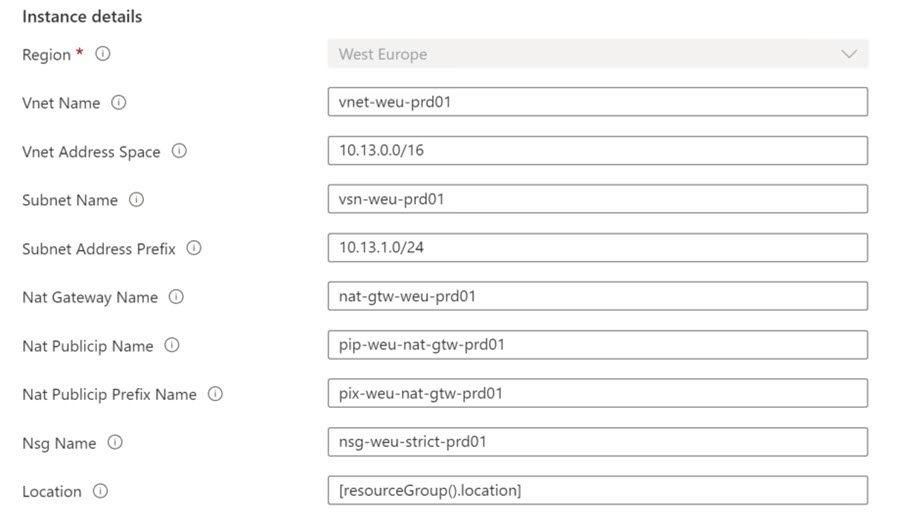 Azure NAT Gateway ARM Instance details