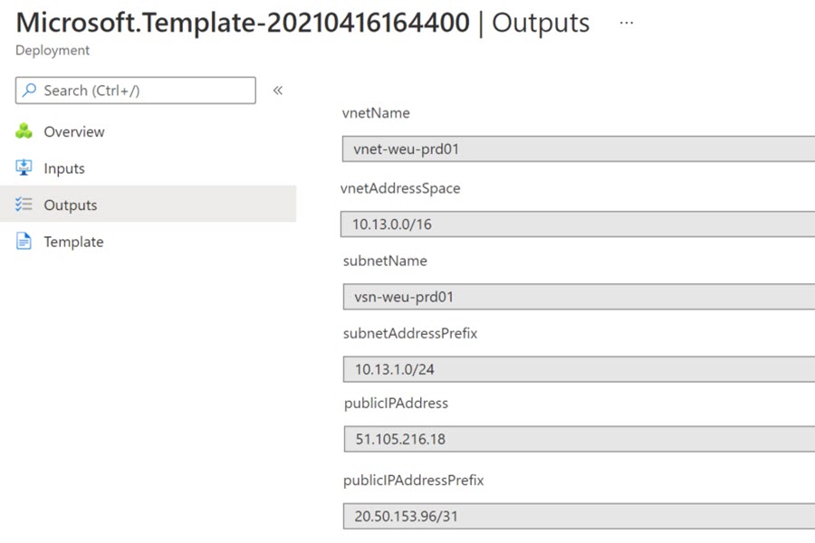 Azure NAT Gateway ARM Output