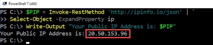 Test Azure NAT Gateway VM Public IP address