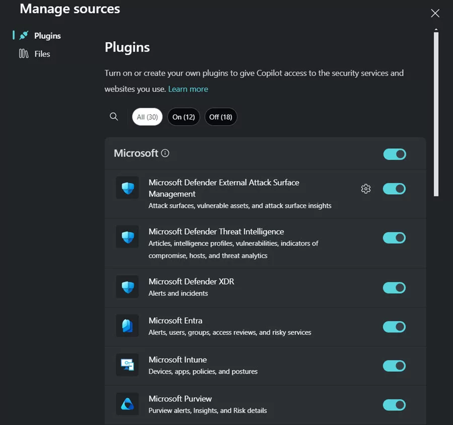 Manage Copilot for Security Plugins