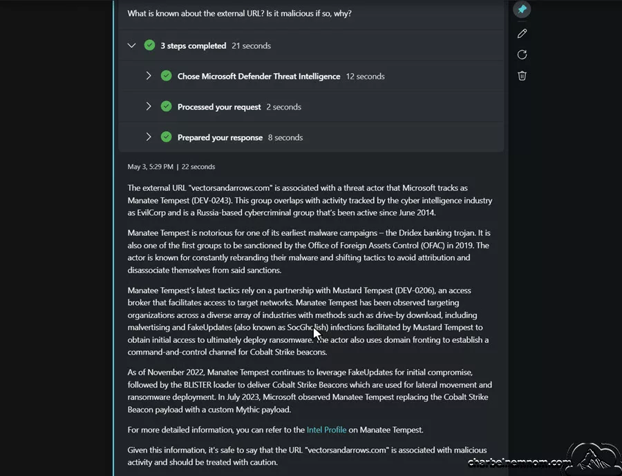 What is known about the external URL? Is it malicious if so, why?