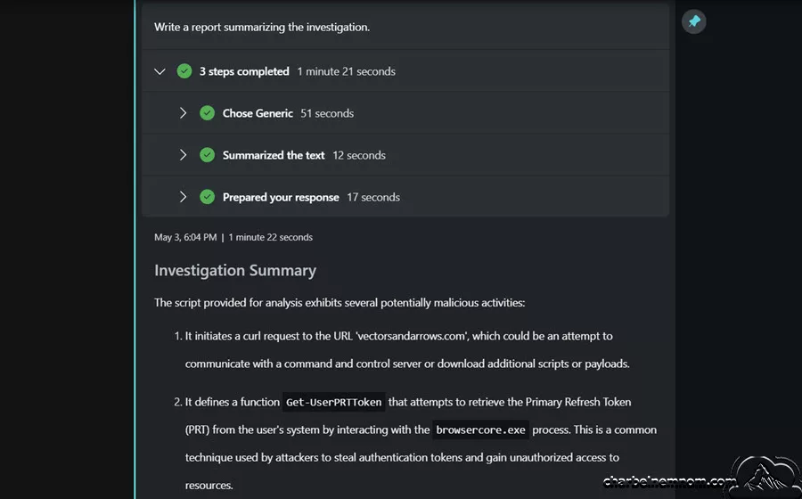Write a report summarizing the investigation
