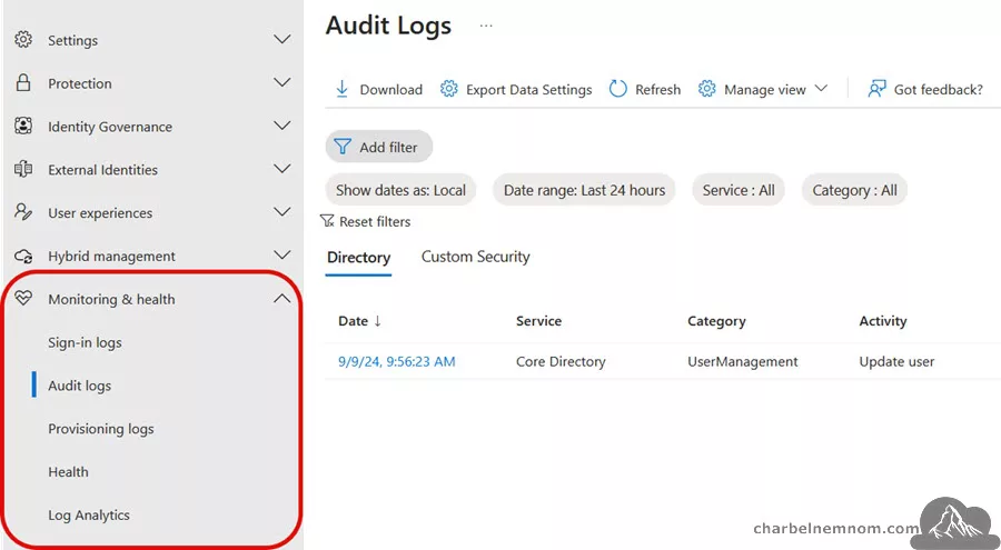 Deep Dive into Microsoft Sentinel UEBA (User and Entity Behavior Analytics) 8 Microsoft Entra ID | Audit Logs