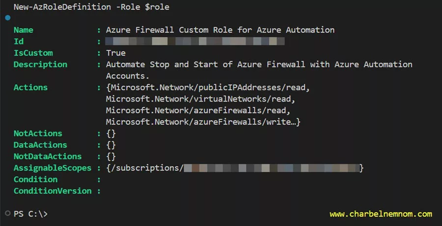 Create a Custom RBAC role for Azure Firewall