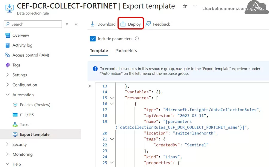 Optimize Costs Using Ingestion-Time Transformation for Fortinet Logs in Microsoft Sentinel 16 Edit DCR ARM template