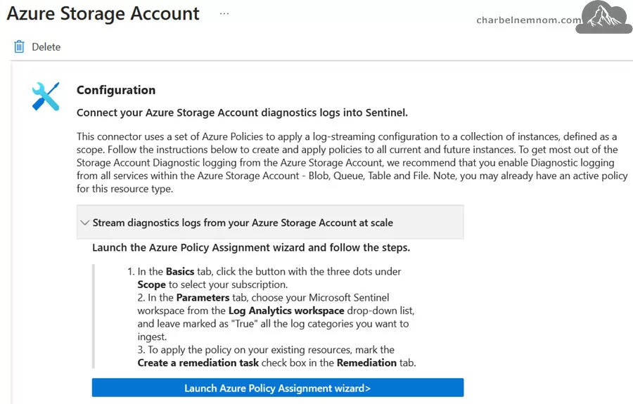 Stream Azure Storage Account diagnostics logs into Sentinel at scale