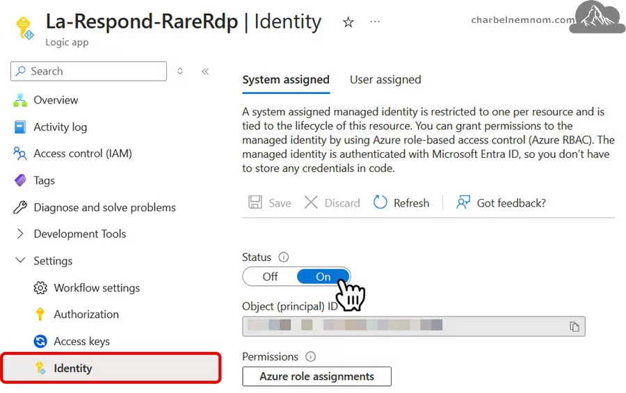 Enable system assigned managed identity