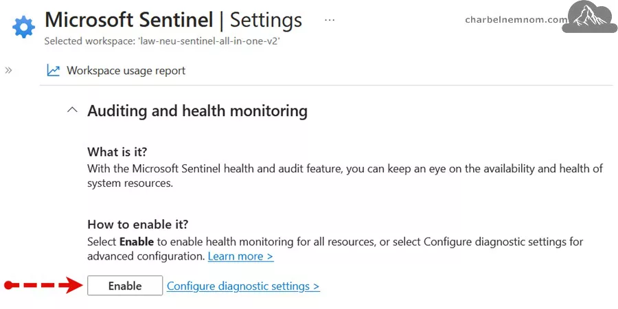 Enable auditing and health monitoring in Sentinel