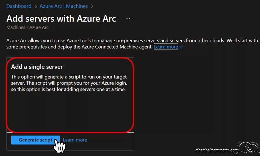 Forward Logs to Microsoft Sentinel with a Private Link 16 Azure Arc | Generate script to add a single server