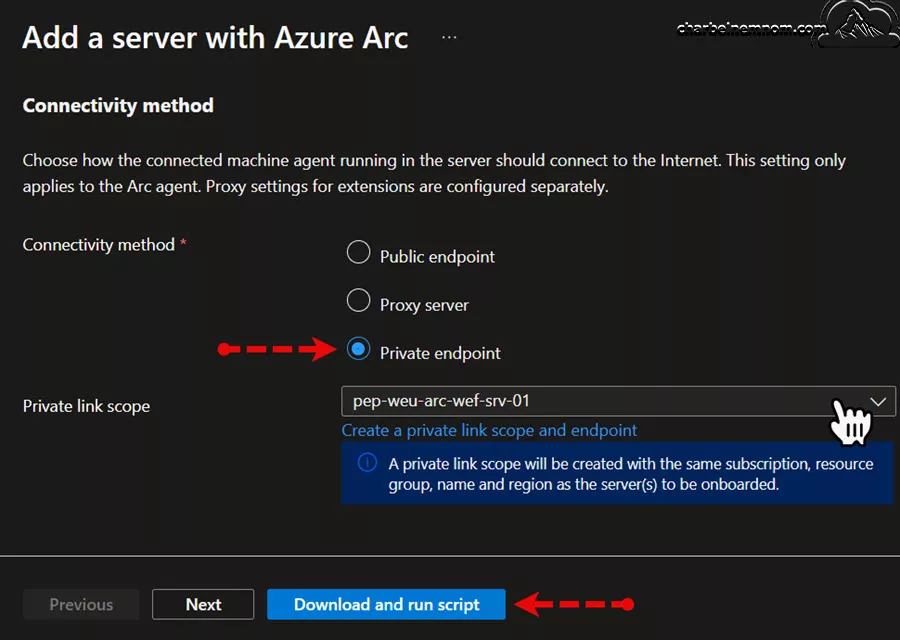 Forward Logs to Microsoft Sentinel with a Private Link 20 Download or copy the Azure Arc-generated script