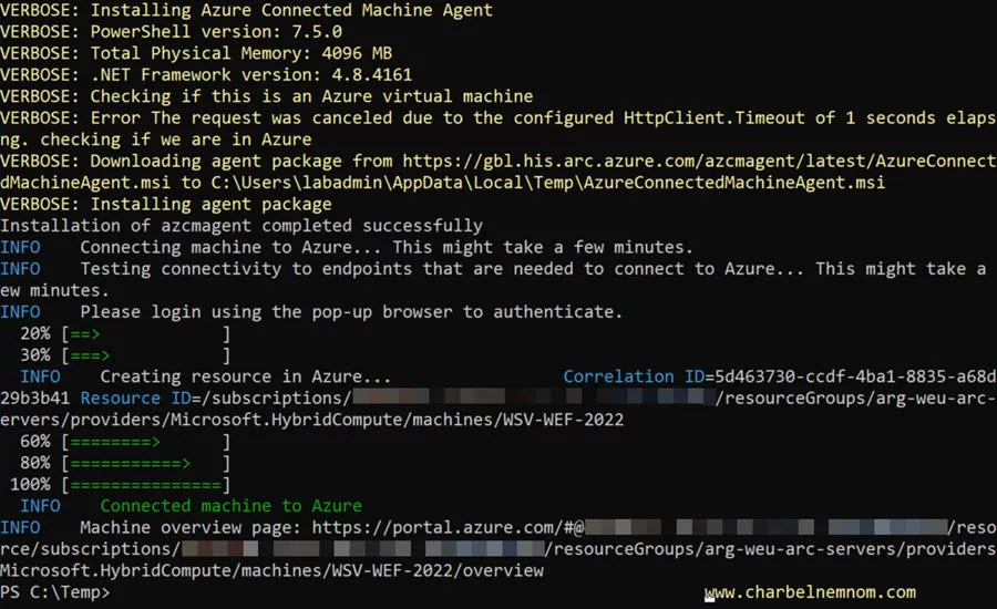Forward Logs to Microsoft Sentinel with a Private Link 21 Installing the Azure Connected Machine Agent