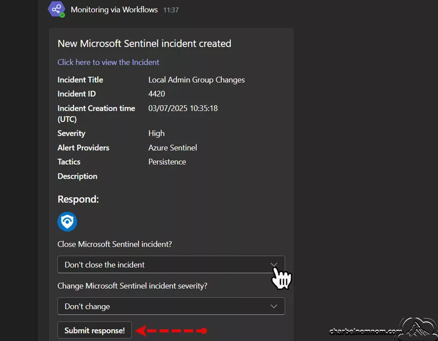 Post incidents in the Microsoft Teams channel
