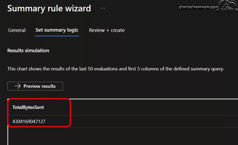 Summary Total Bytes Sent