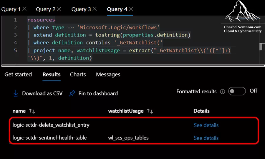 Watchlist Usage in Logic Apps