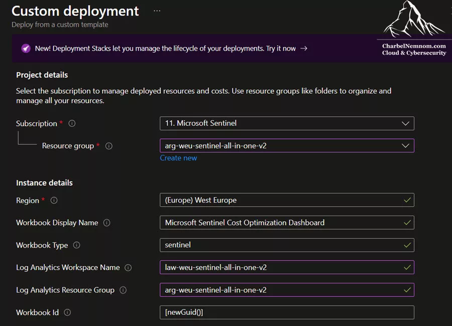 Deploy the Microsoft Sentinel Cost Optimization Dashboard