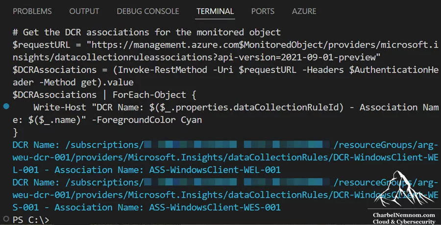 Verify DCR associations for the monitored object