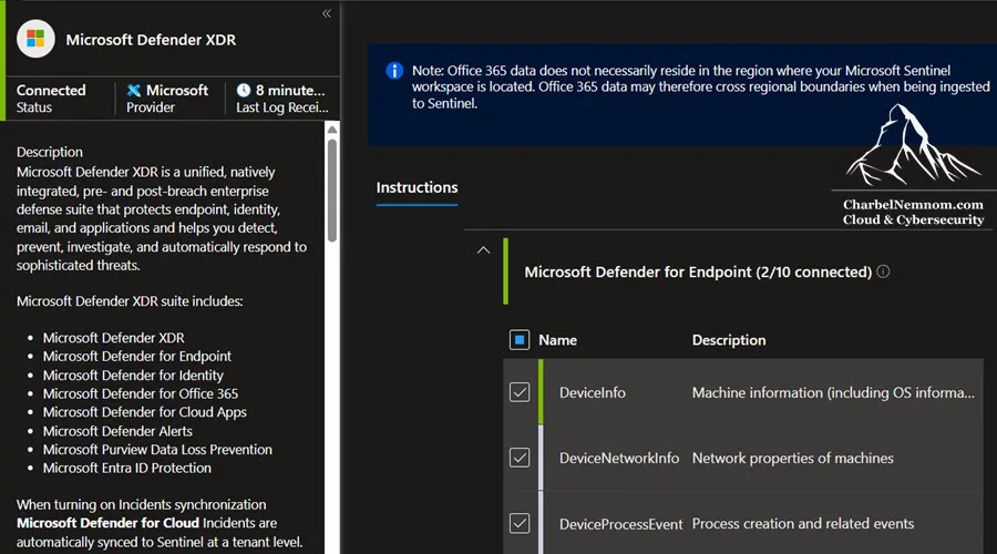 Microsoft Defender XDR connector in the Azure portal