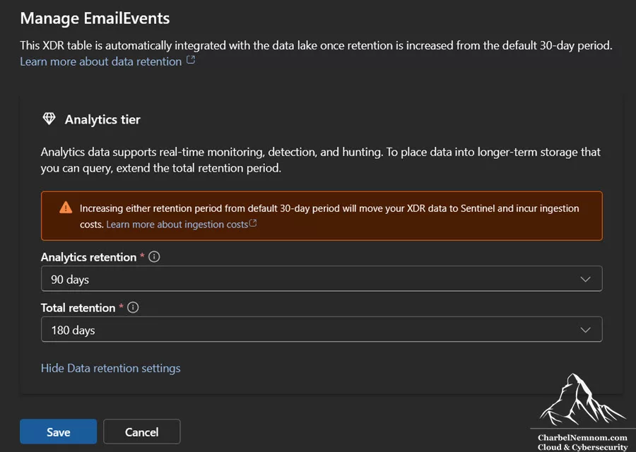 Manage XDR table retention