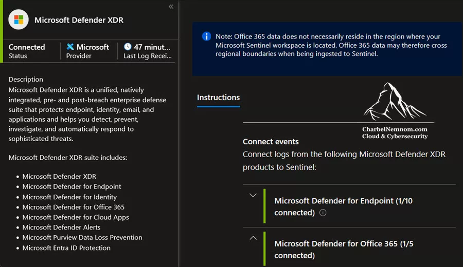 XDR Connector Status in Azure Portal