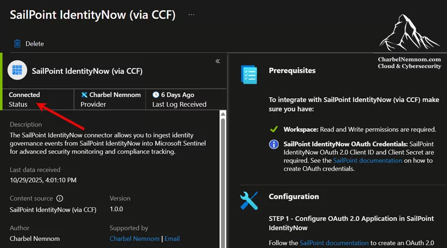 Test and validate the CCF connector in Sentinel