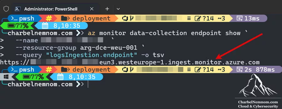 Create Data Collection Endpoint (DCE) via Azure CLI