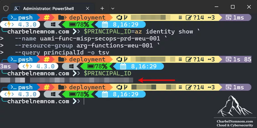 Get the principal ID of the managed identity