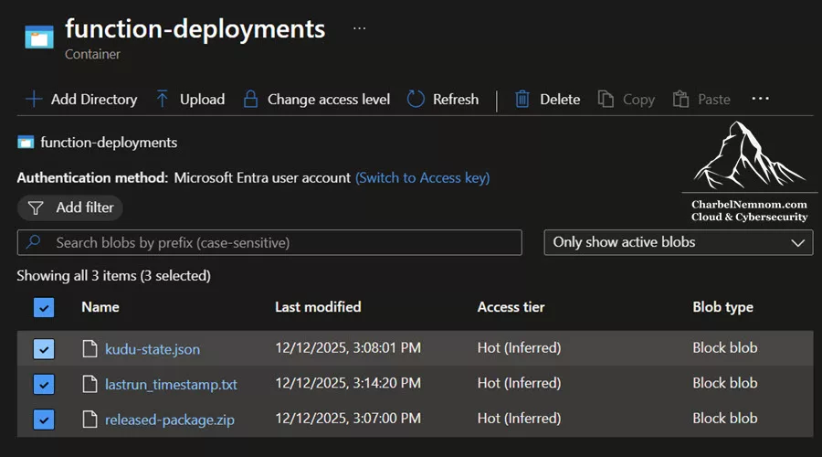 function-deployments container and last run timestamp