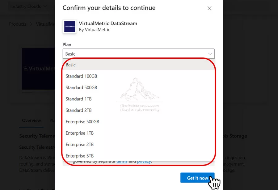 Select VirtualMetric DataStream Plan