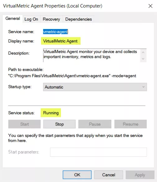 VirtualMetric Agent service