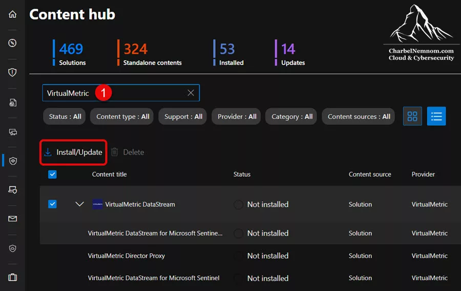 Install VirtualMetric DataStream Solution from Sentinel Content Hub