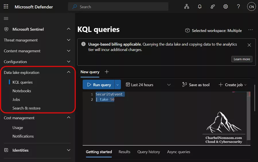 Microsoft Sentinel Cost Estimation and Optimization — The Definitive Guide! 6 Data lake exploration interface