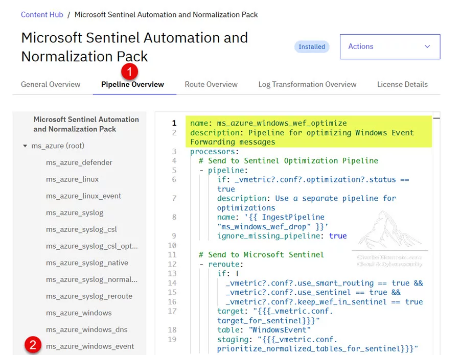 Microsoft Sentinel Automation and Normalization Pack Pipeline Overview