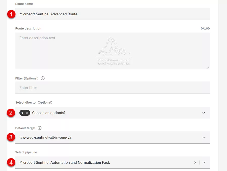 Microsoft Sentinel Advanced Route > Route Details