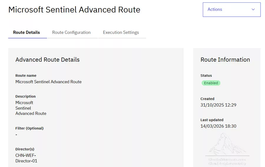 Create Microsoft Sentinel Advanced Route