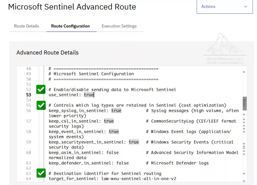 Microsoft Sentinel Advanced Route Details