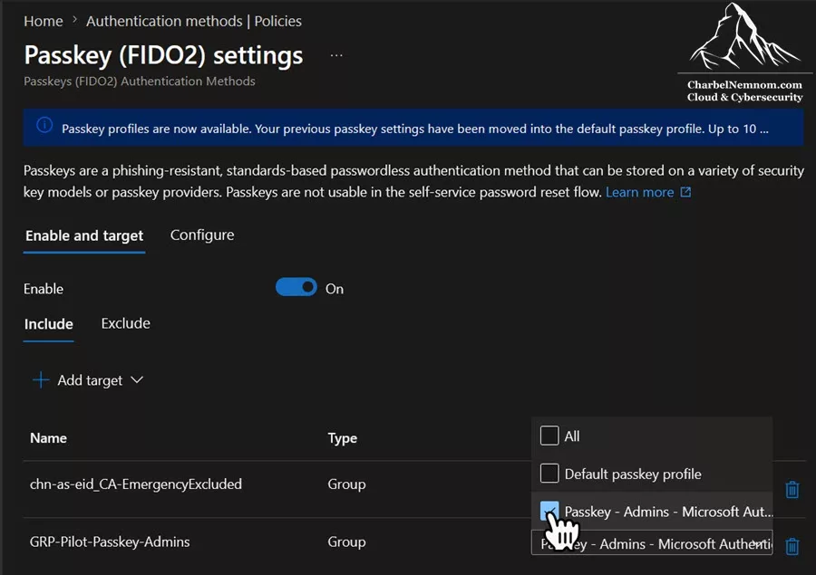 How to Enable and Roll Out Microsoft Authenticator Passkeys in Microsoft Entra ID: A Step-by-Step Guide 7 Assign Passkey profile to Microsoft Entra admin pilot group