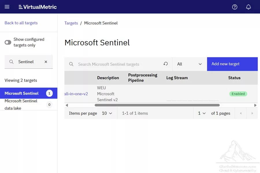 VirtualMetric DataStream Microsoft Sentinel target configuration