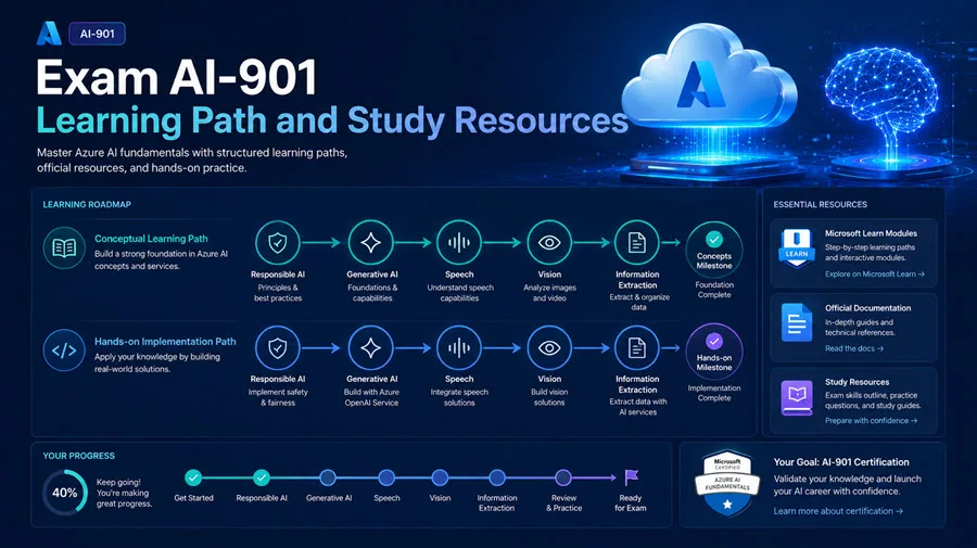 Exam AI-901 Study Guide: Microsoft Azure AI Fundamentals 6 Exam AI-901 Learning Path and Study Resources