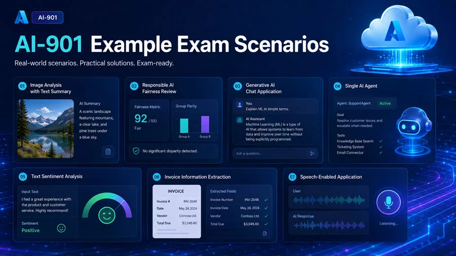 Exam AI-901 Study Guide: Microsoft Azure AI Fundamentals 7 AI-901 Example Exam Scenarios