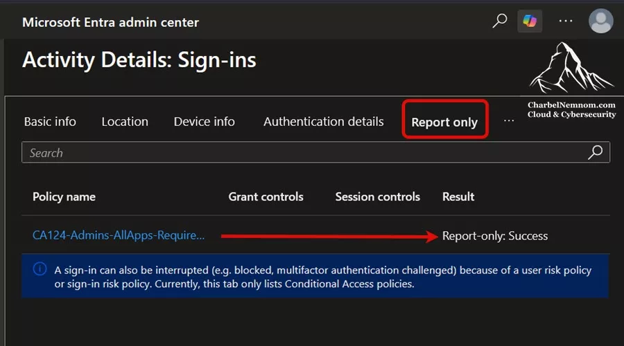 How to Enable and Roll Out Microsoft Authenticator Passkeys in Microsoft Entra ID: A Step-by-Step Guide 13 Conditional Access Report-only success for phishing-resistant MFA