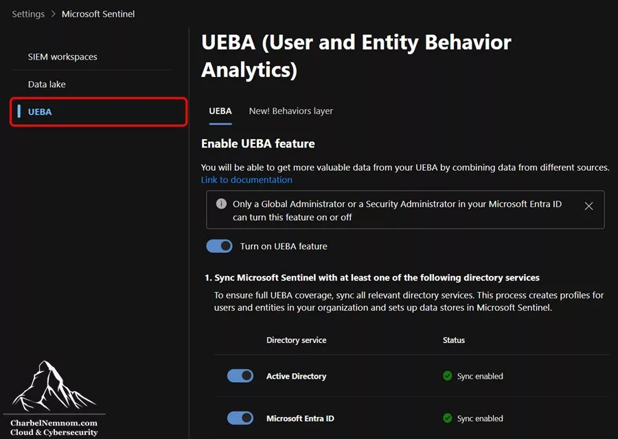 Access UEBA from the UEBA tab