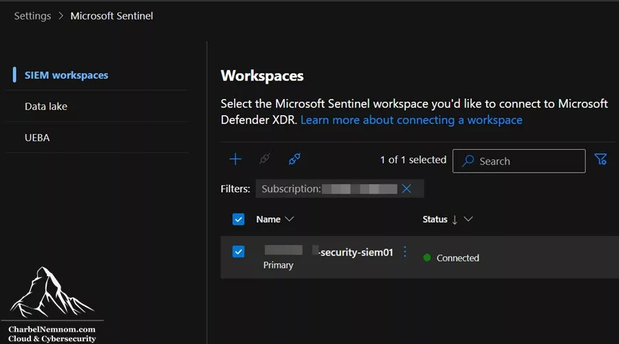 Microsoft Sentinel workspace connected and set as primary in the Defender portal