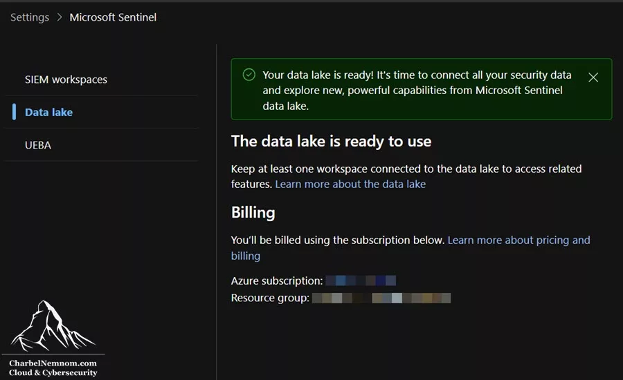 The Microsoft Sentinel workspace is onboarded to the data lake