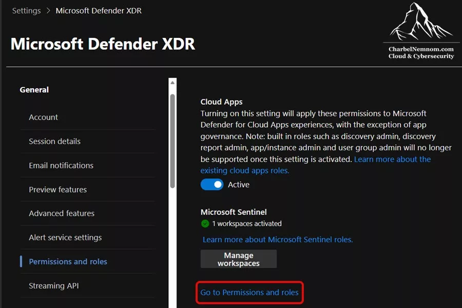 Navigate to Permissions and roles in Microsoft Defender XDR
