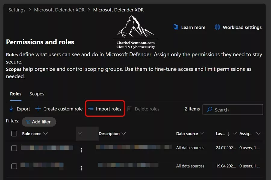 Import roles in the Microsoft Defender portal