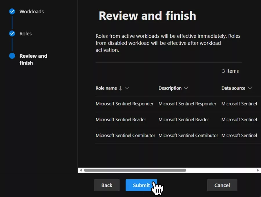 Import roles > Review and finish
