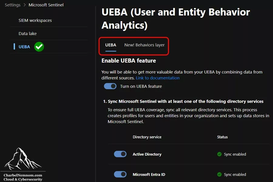 The UEBA (User and Entity Behavior Analytics) page in the Defender portal